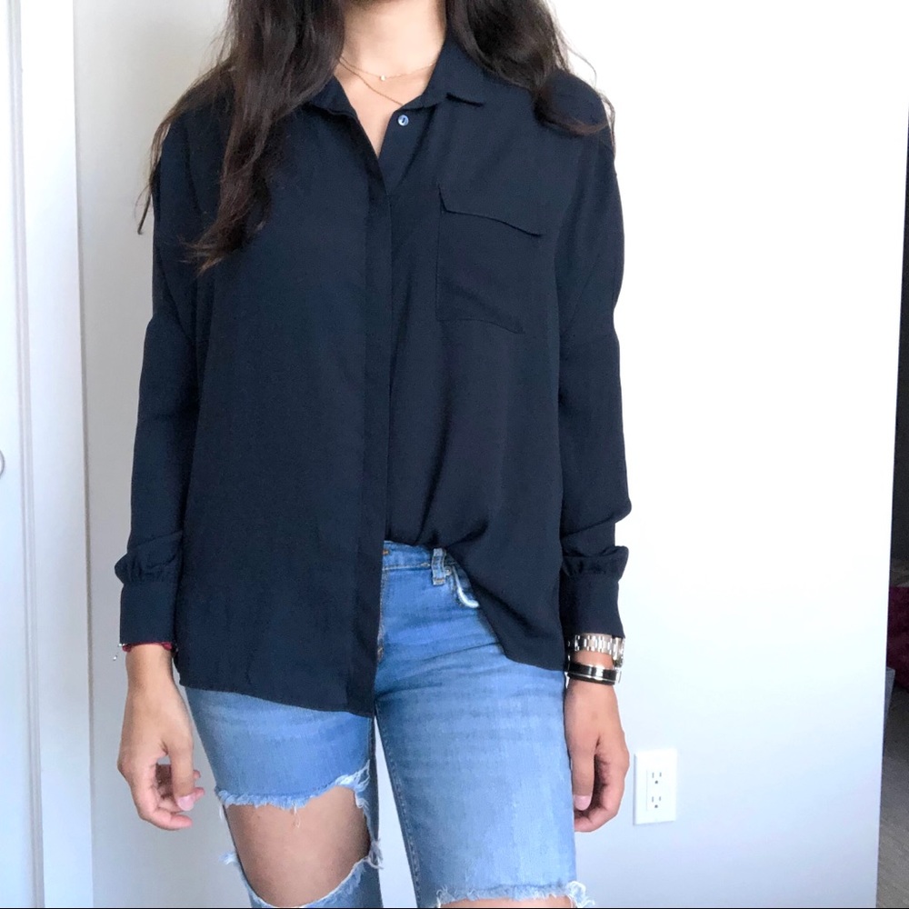 Mexx Navy button down blouse / dress shirt womens